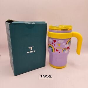 REDUCE 14oz PURPLE YELLOW COLDEE VACUUM INSULATED STAINLESS STEEL STRAW TUMBLER